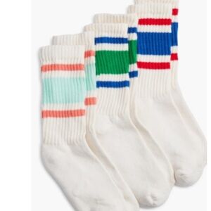 American Trench Assorted 3-Pack Retro Stripe Cotton Blend Crew Socks, NWT